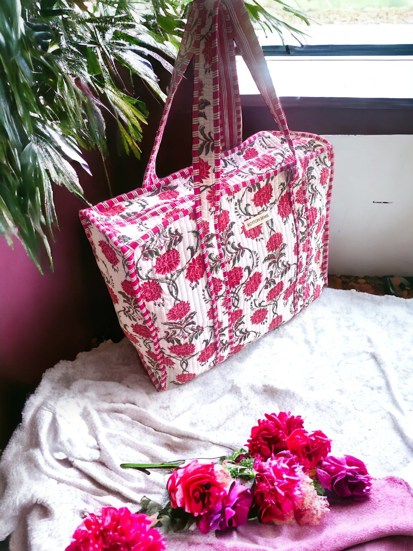 Pink Dahlia - Large Tote Bag