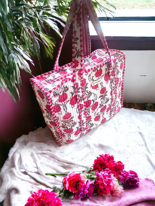 Pink Dahlia - Large Tote Bag